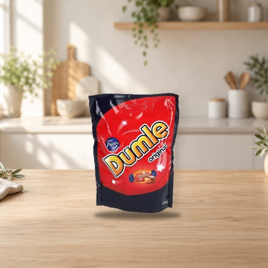 Fazer Dumle Original Chocolate Toffee 120g – product photo on a table