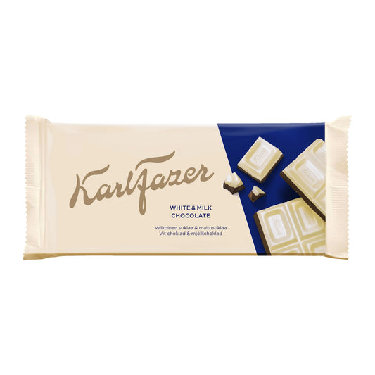 Karl Fazer White & Milk Chocolate Bar 131g – product photo