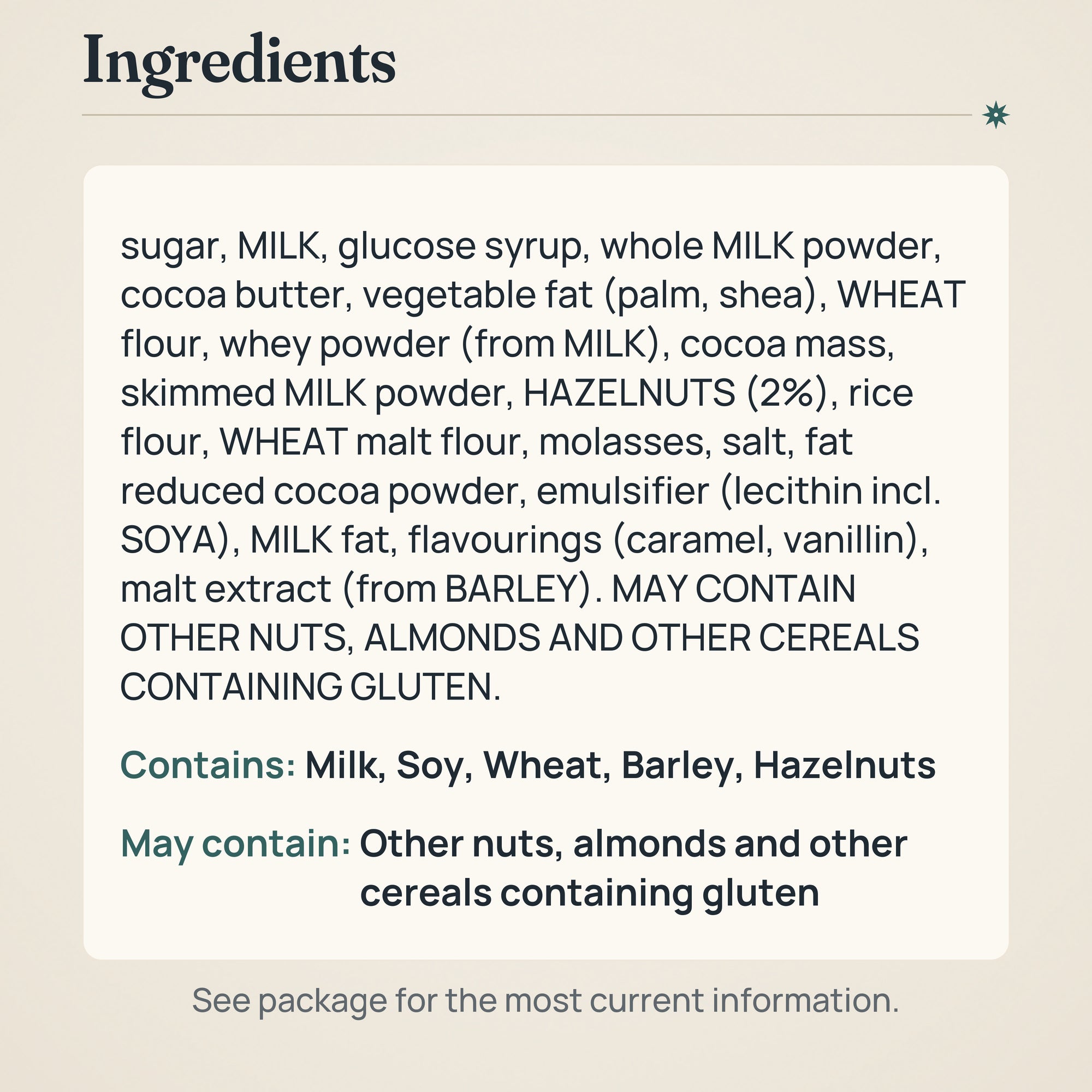 Fazer Crunchy Chocolate Bar 55g – Ingredients and allergens