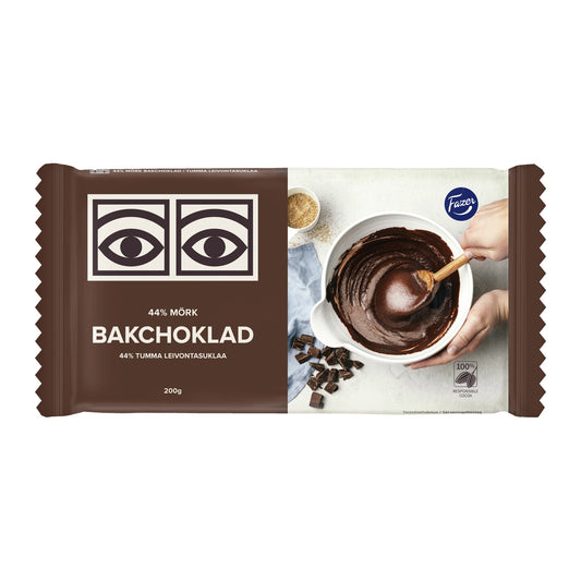 Fazer Dark Baking Chocolate 200g Bar – product photo