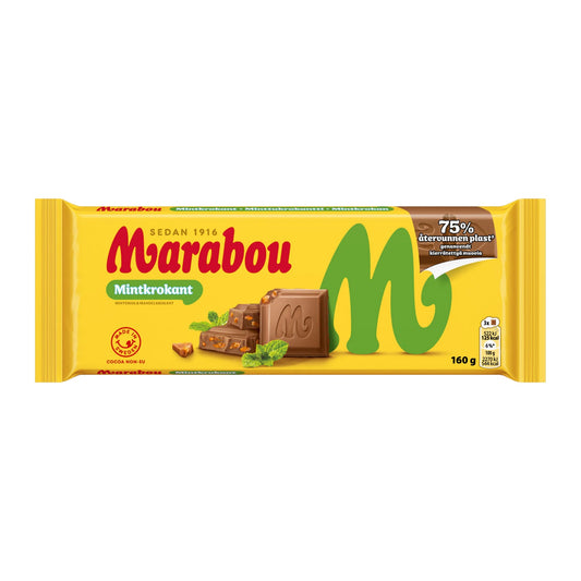 Marabou Mint Chocolate Bar 160g with Mint Croquant – product photo