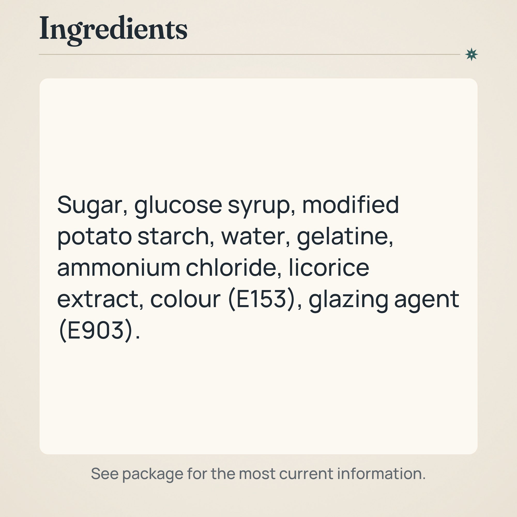 Halva Salmiakki Licorice 170g – Ingredients and allergens
