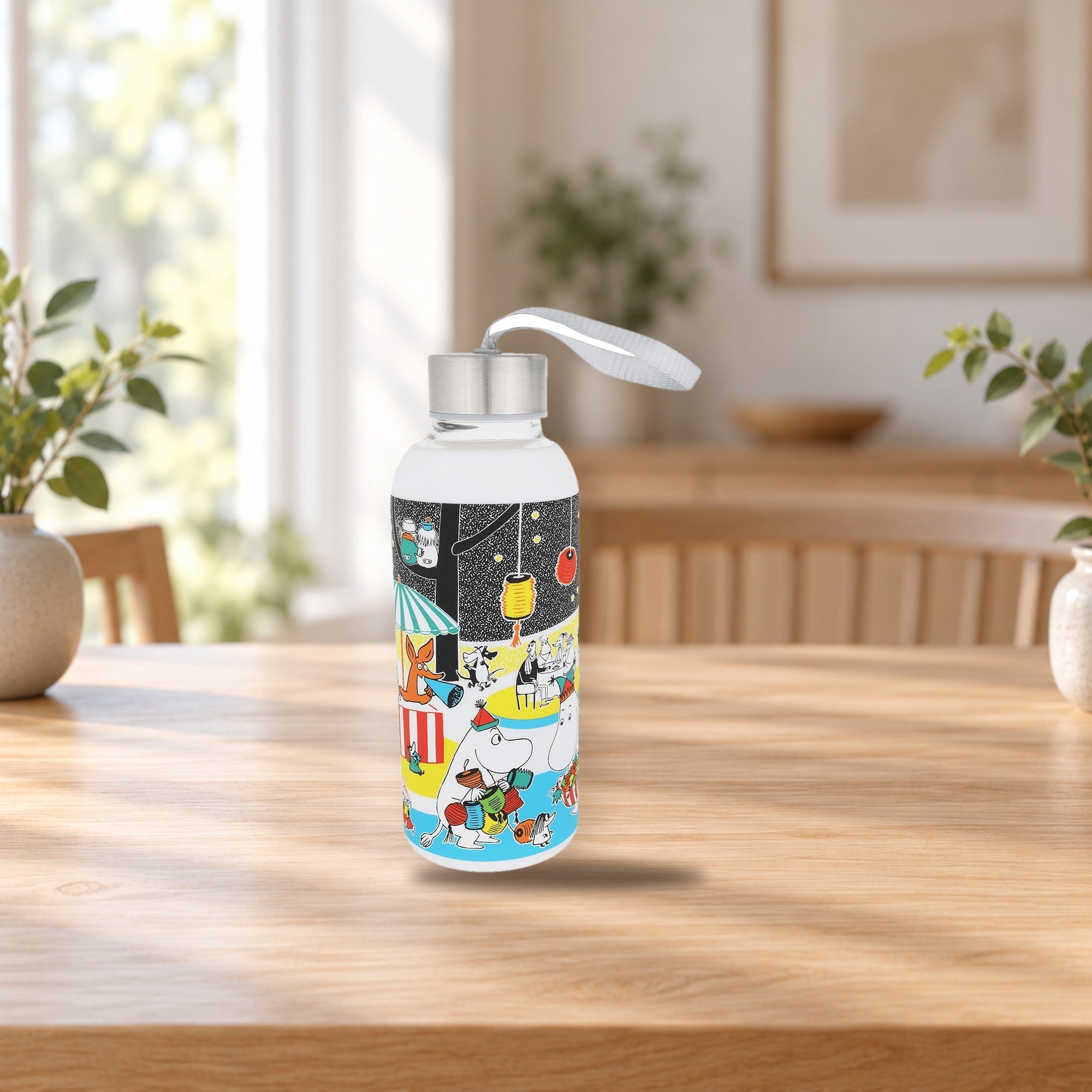 Moomin Water Bottle – product photo on a table