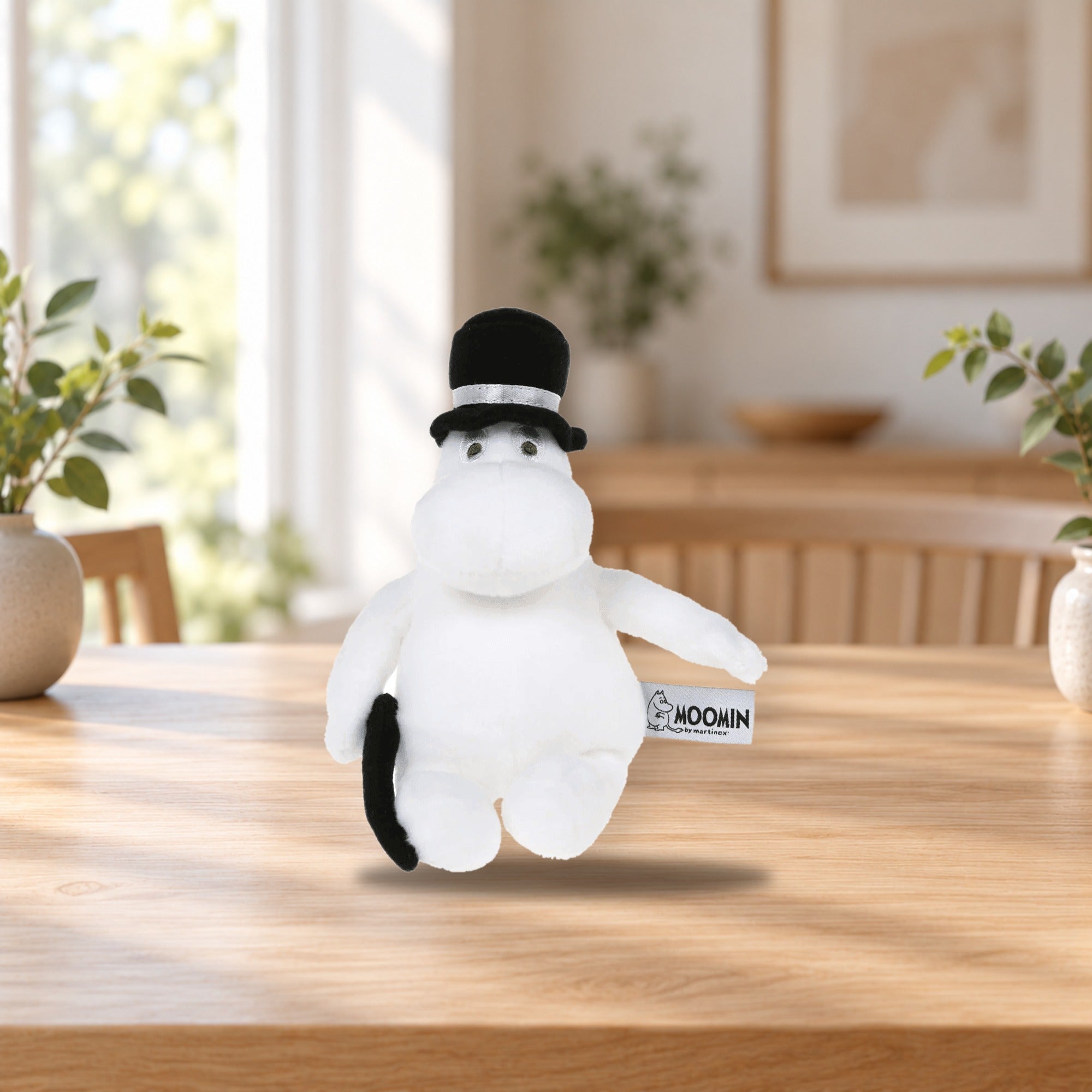 Moomin Moominpappa Bean Bag Plush Toy – product photo on a table