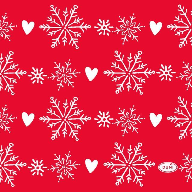 DUNI Napkin Winter Flakes Hearts 24x24cm 3-ply 20pcs | Soposopo