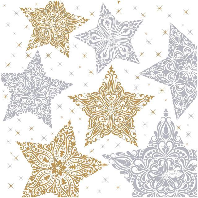 DUNI Napkin Snow Stars White 33x33cm 3-ply 20pcs | Soposopo