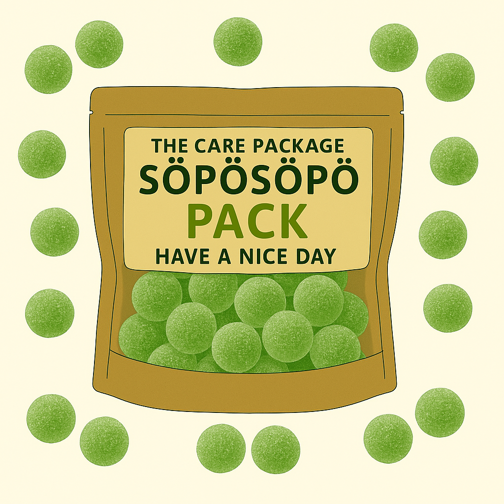 SÖPÖSÖPÖ Scandinavian Treat Pack – Fazer Green Pear Marmalade Balls –150g – soposopo pack