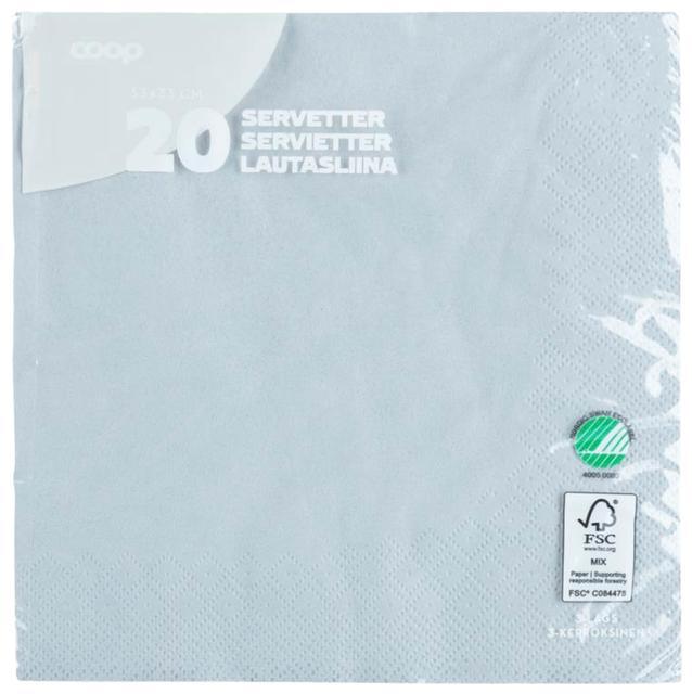 Coop napkin grey 33x33cm pack of 20 | Soposopo