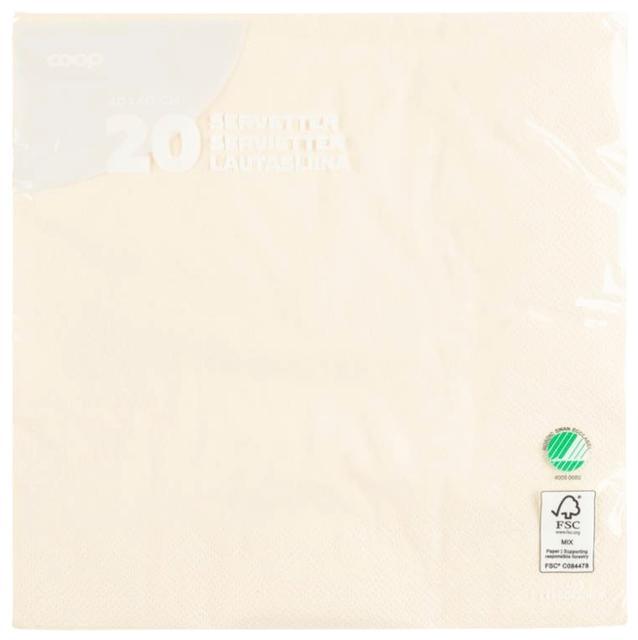 Coop napkin cream white 40x40cm pack of 20 | Soposopo