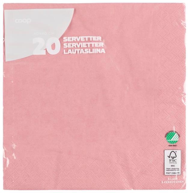 Coop napkin dusty pink 40x40cm pack of 20 | Soposopo