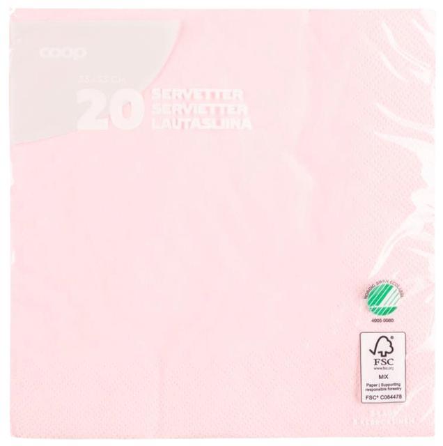 Coop napkin pink 33x33cm pack of 20