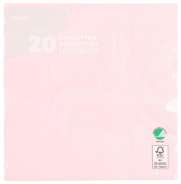 Coop napkin pink 40x40cm pack of 20 | Soposopo