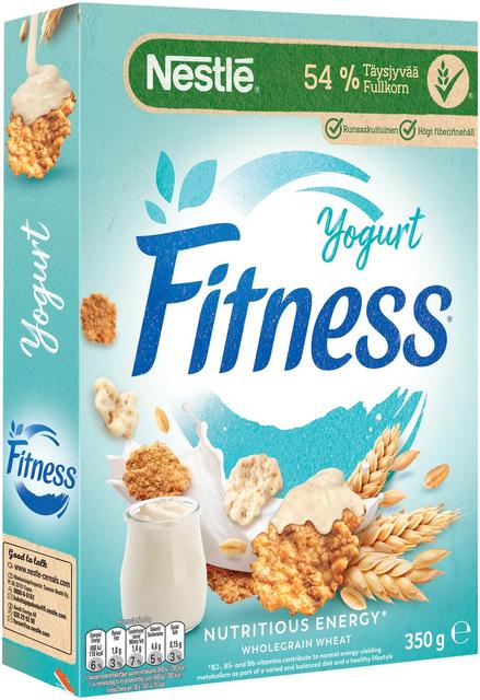 Nestlé Fitness 350g Yogurtflakes hiutaleita täysjyvävehnästä-, -kaurasta ja riisistä sekä jogurttikuorrutettuja hiutaleita | Soposopo