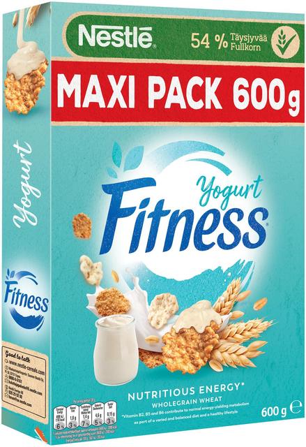 Nestlé Fitness 600 g yogurt flakes made of whole-grain wheat, oats, and rice, with yogurt-coated flakes | Soposopo