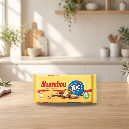 Marabou TUC Chocolate with Saltine Crackers 87g – product photo on a table