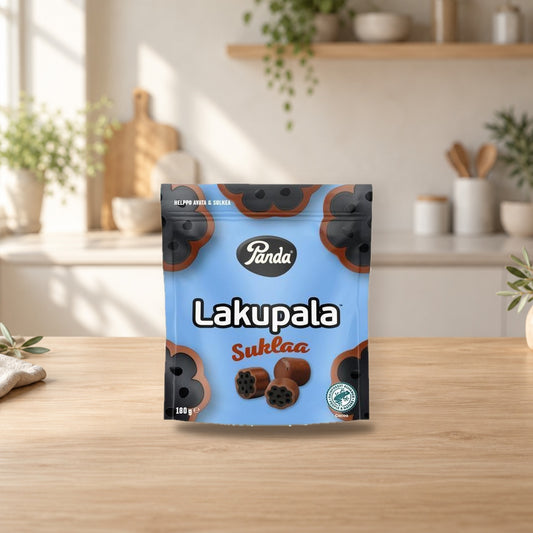 Panda Chocolate Liquorice 180g – product photo on a table