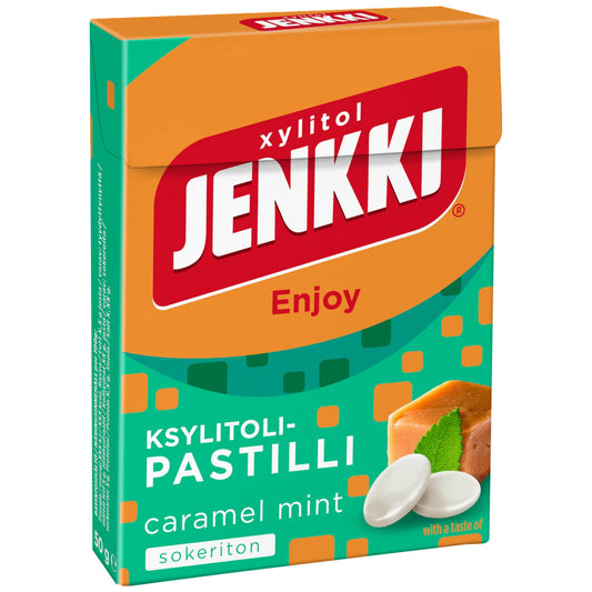 Jenkki Yank Caramel Mint Xylitol Lozenge 50g – product photo