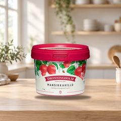 Dronningholm Strawberry Jam 1kg – product photo on a table