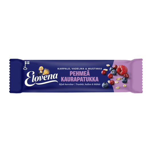 Elovena Cranberry Raspberry Blueberry Oat Cookie Bar 30g – product photo