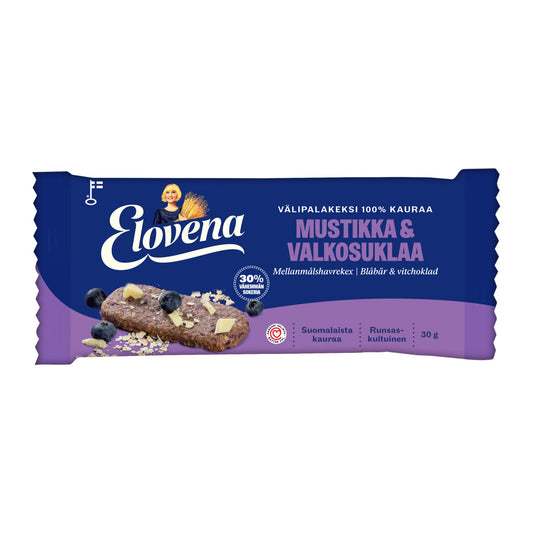 Elovena Blueberry White Chocolate Oat Snack Bar 30g – product photo