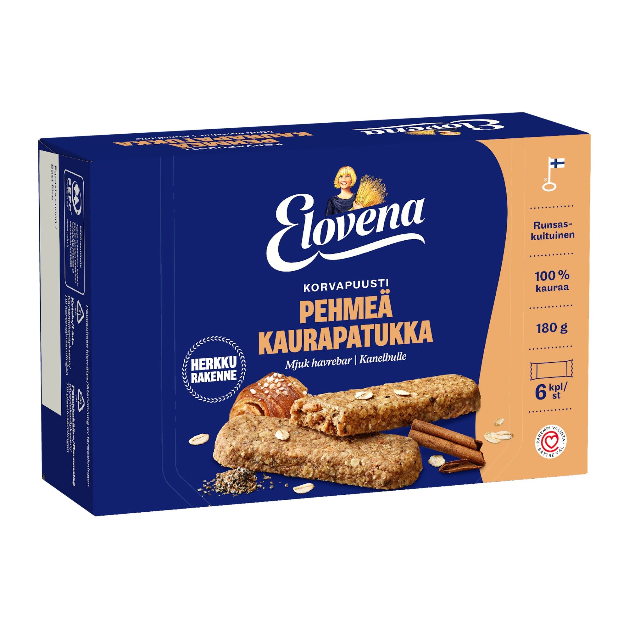 Elovena Cinnamon Bun Soft Oat Biscuits 180g Box – product photo