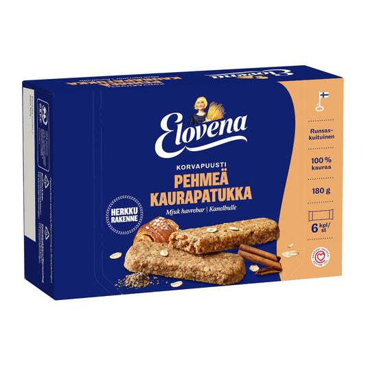 Elovena Cinnamon Bun Soft Oat Biscuits 180g Box – product photo