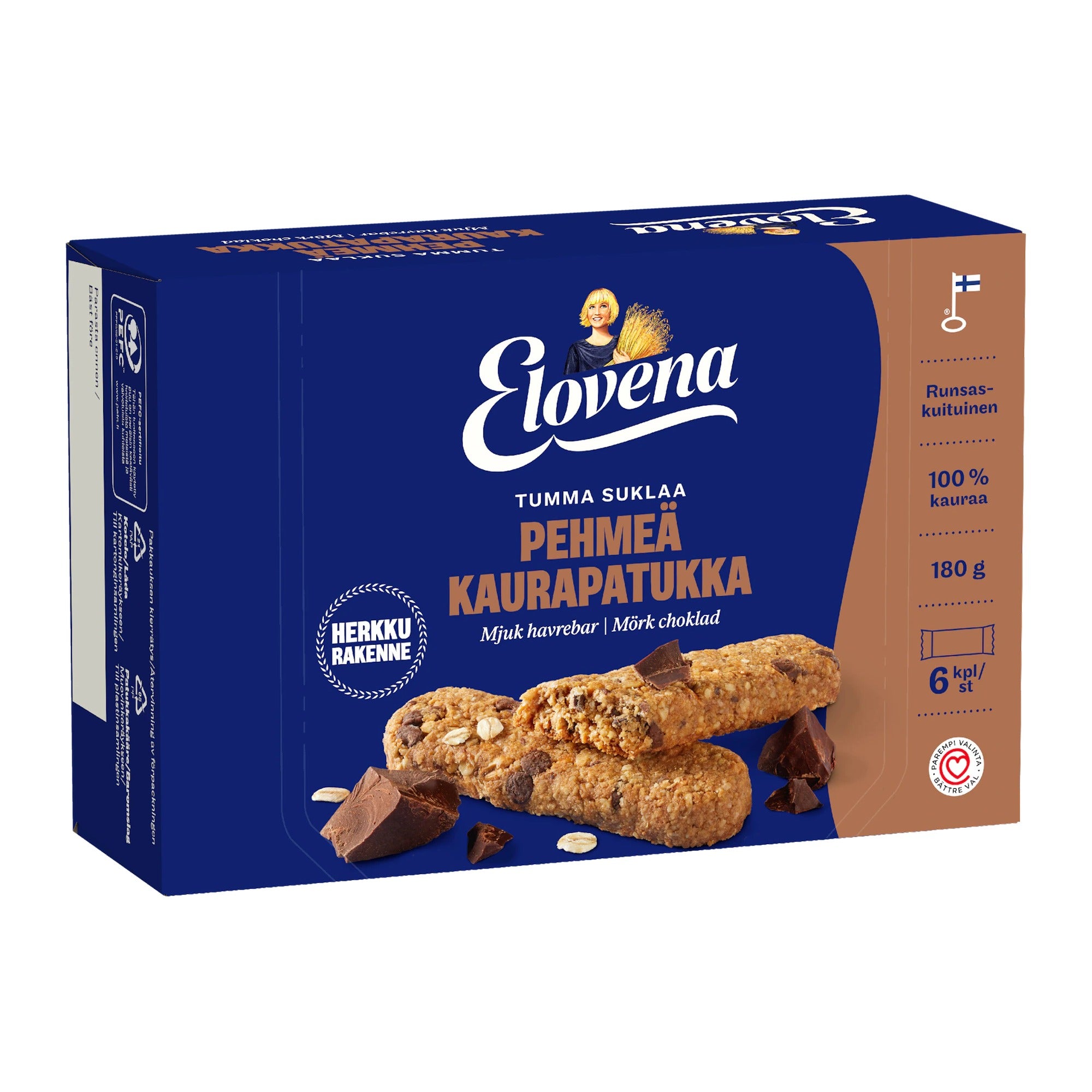 Elovena Dark Chocolate Soft Oat Biscuits 180g Box – product photo
