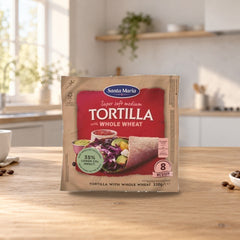 Santa Maria Whole Wheat Tortillas Medium 8 Pack 320g – product photo on a table