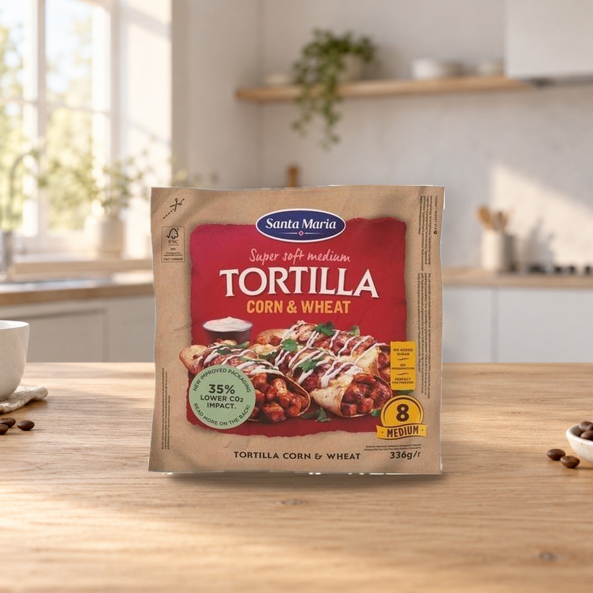 Santa Maria Corn & Wheat Tortillas – product photo on a table