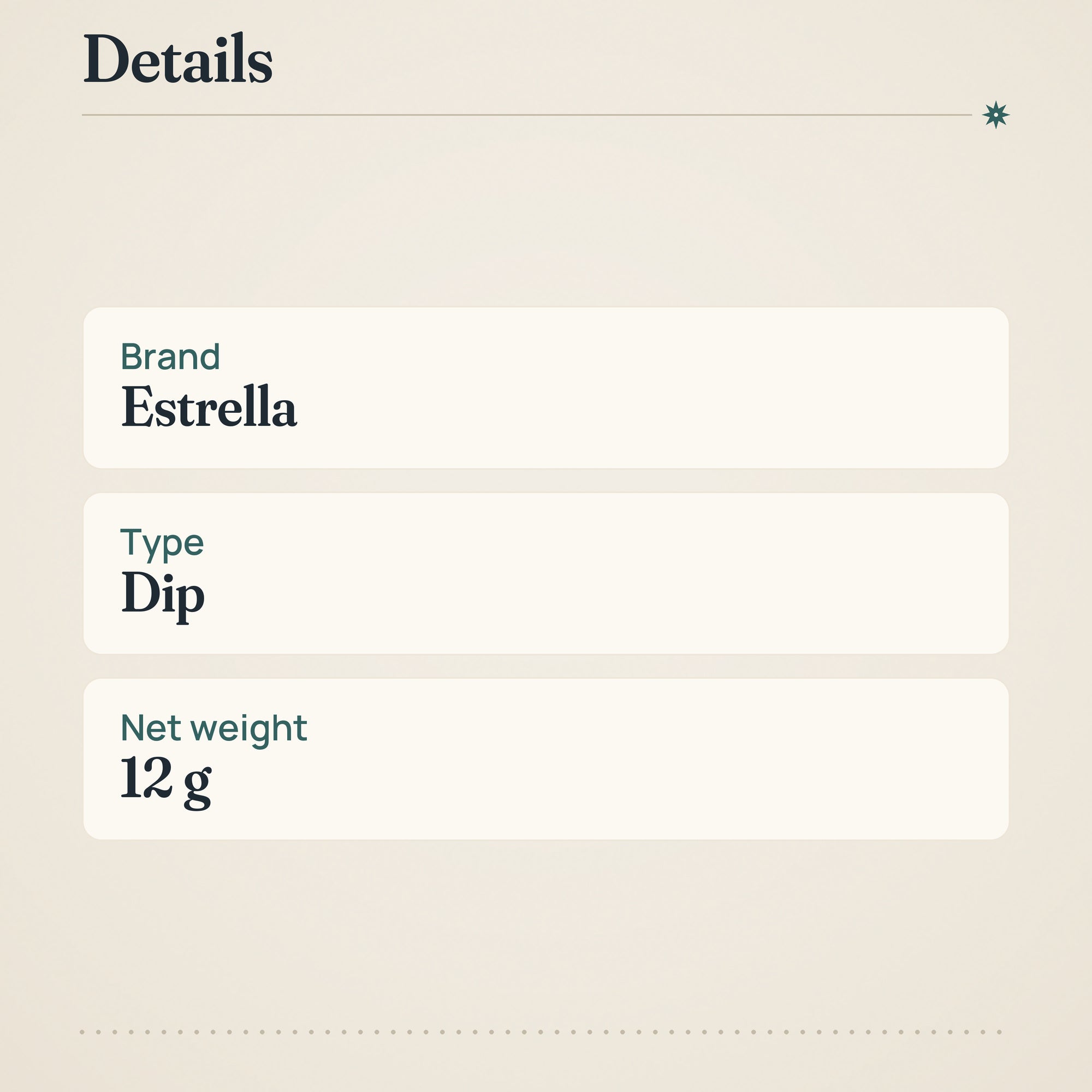 Estrella Tzatziki Dipping Sauce 12g – product details