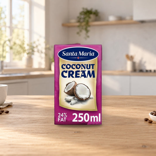 Santa Maria Coconut Cream 250 ml for Cooking & Desserts – product photo on a table