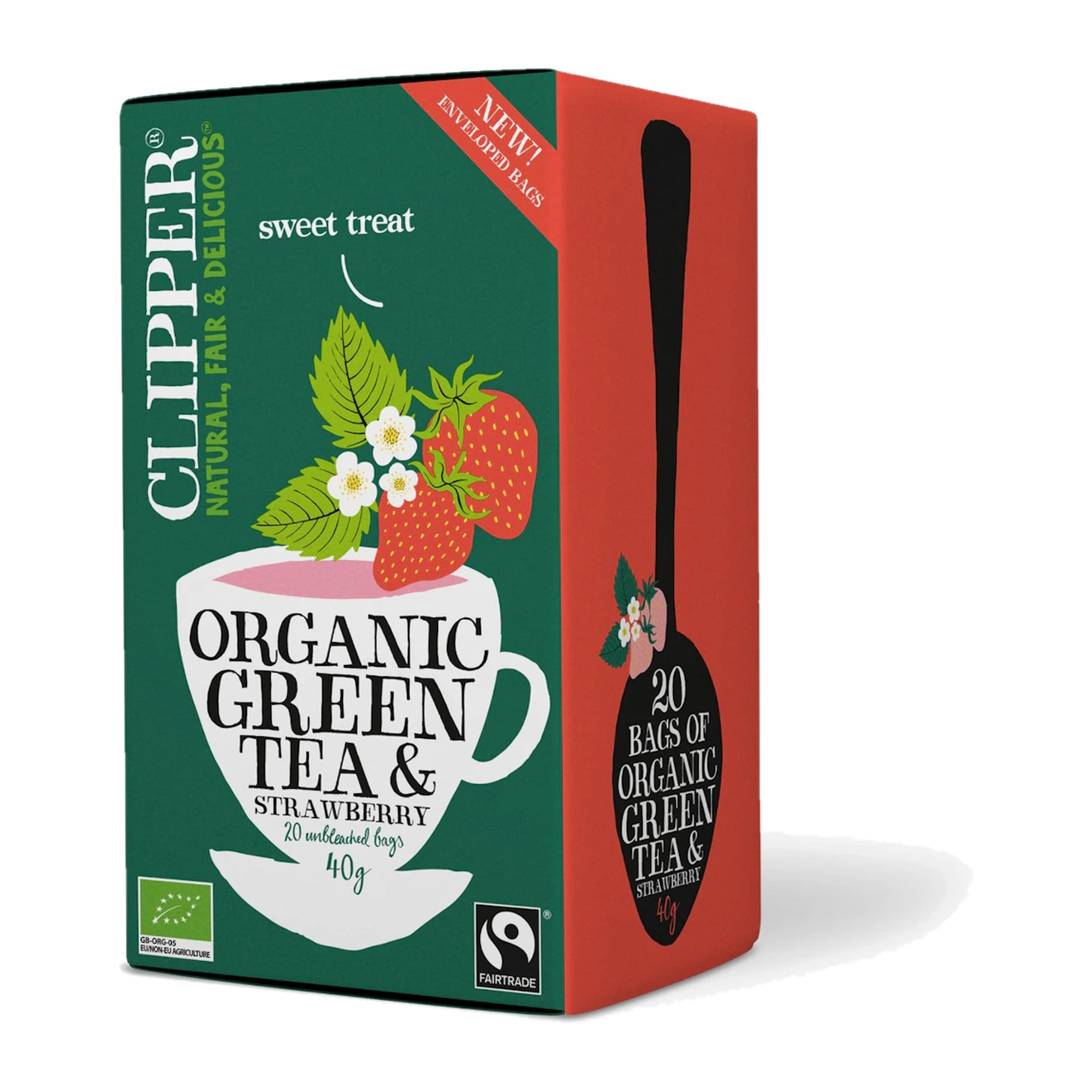Clipper Organic Fair Trade Strawberry Green Tea Bags 20ct – product photo