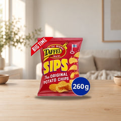 Taffel Sips Salted Chips 260g – product photo on a table