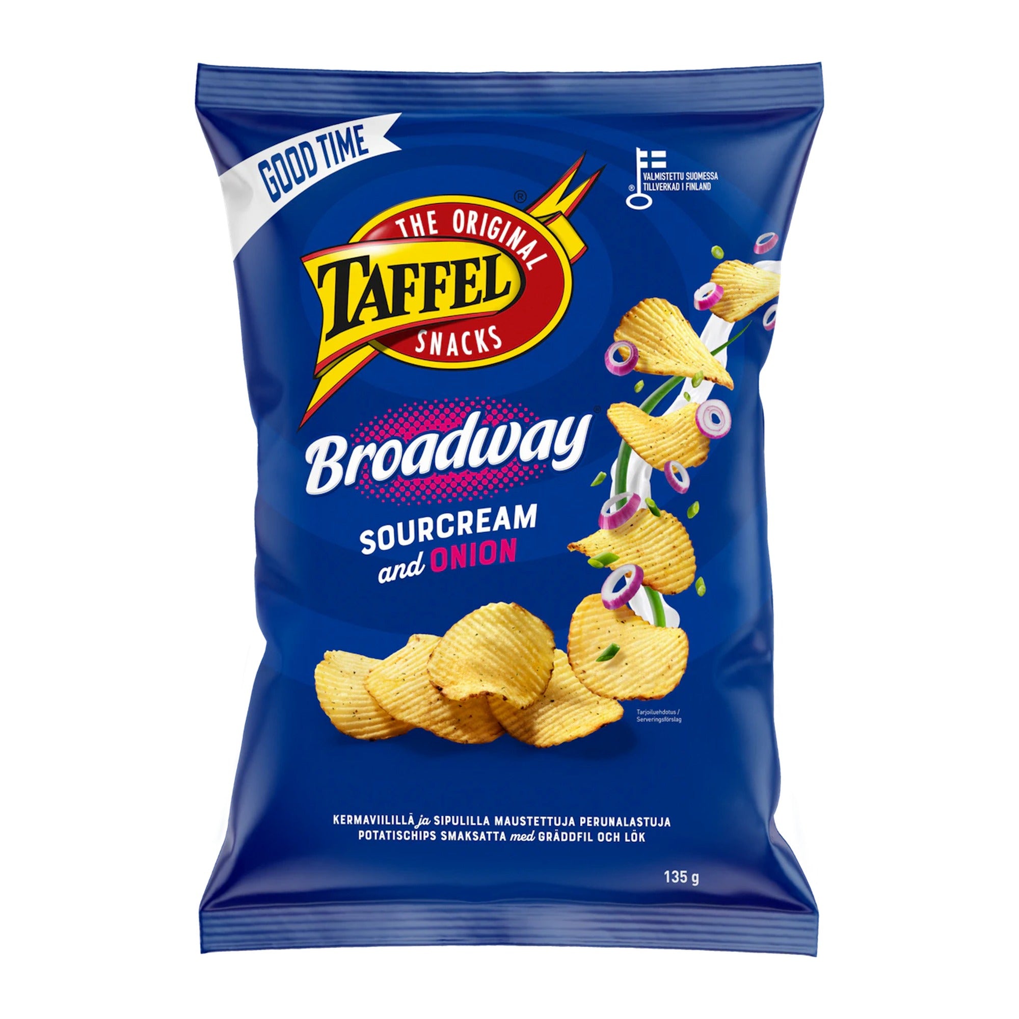 Taffel Broadway Sour Cream & Onion Chips 135g – product photo