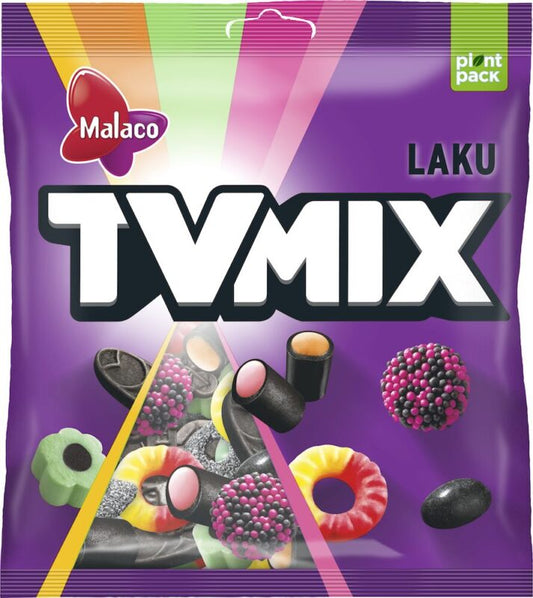 Malaco TV Mix Laku Gummy 340g Licorice & Fruity Candy - Soposopo