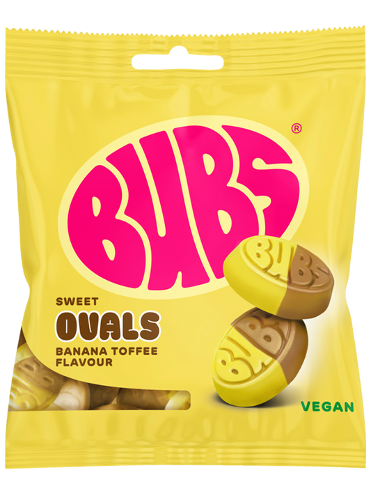 Bubs Sweet Ovals Banana Toffee flavour candy 155g bag