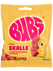 Bubs Sour Skalle Lemon Raspberry flavour skull candy 155g bag