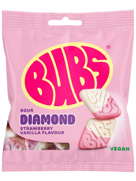 Bubs Sour Diamond Strawberry Vanilla flavour candy 155g bag