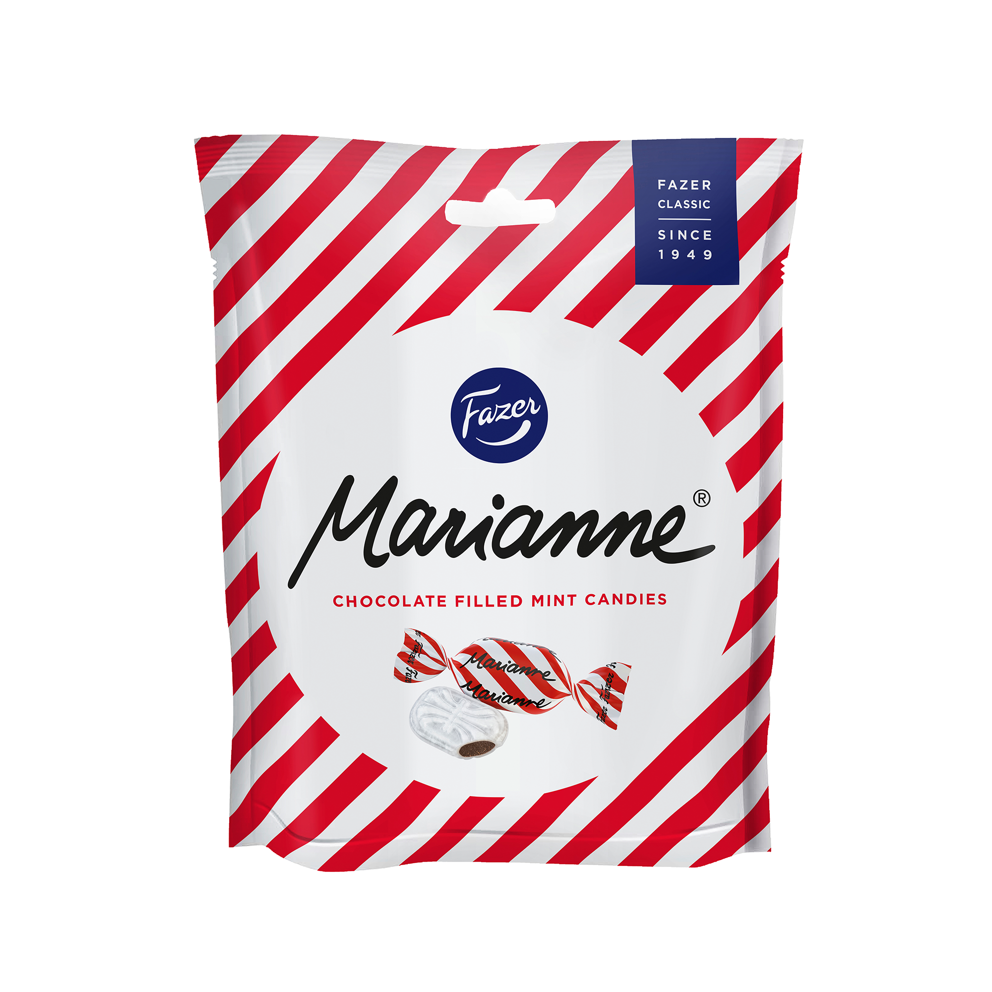 Fazer Marianne Peppermint Candy 220g - Red & White Stripes - Soposopo