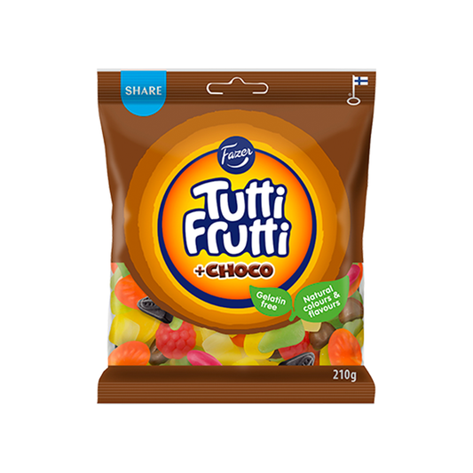Fazer Tutti Frutti Fruity Choco Gummy 210g Pack - Soposopo