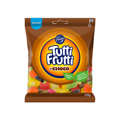 Fazer Tutti Frutti Fruity Choco Gummy 210g Pack - Soposopo