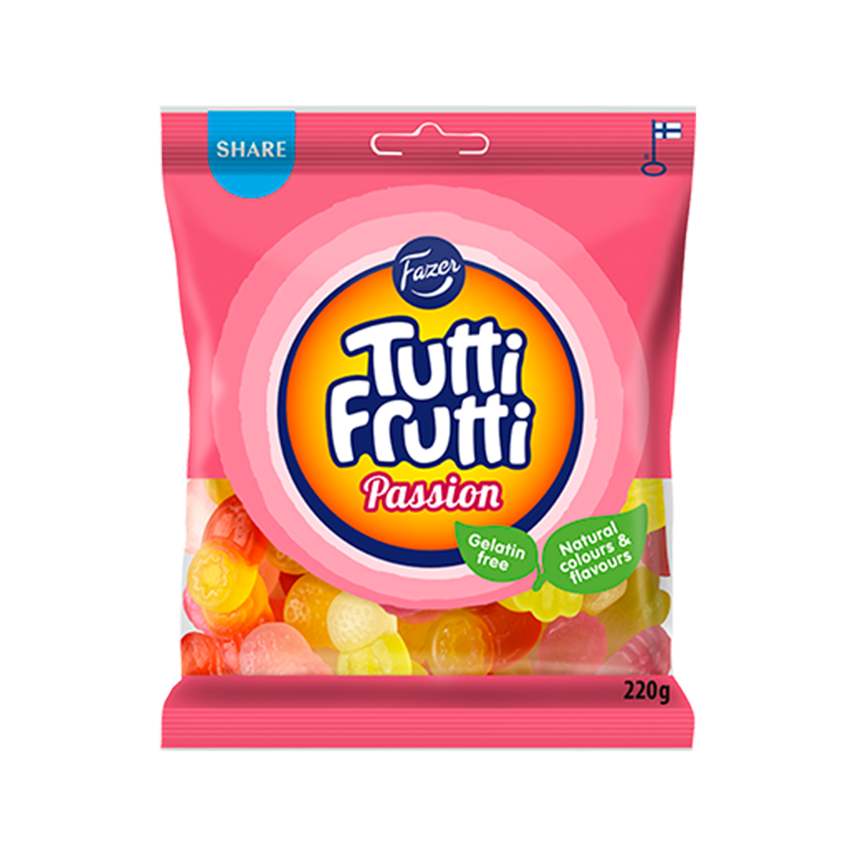 Fazer Tutti Frutti Passion Gummy 220g - Vegan Candy - Soposopo