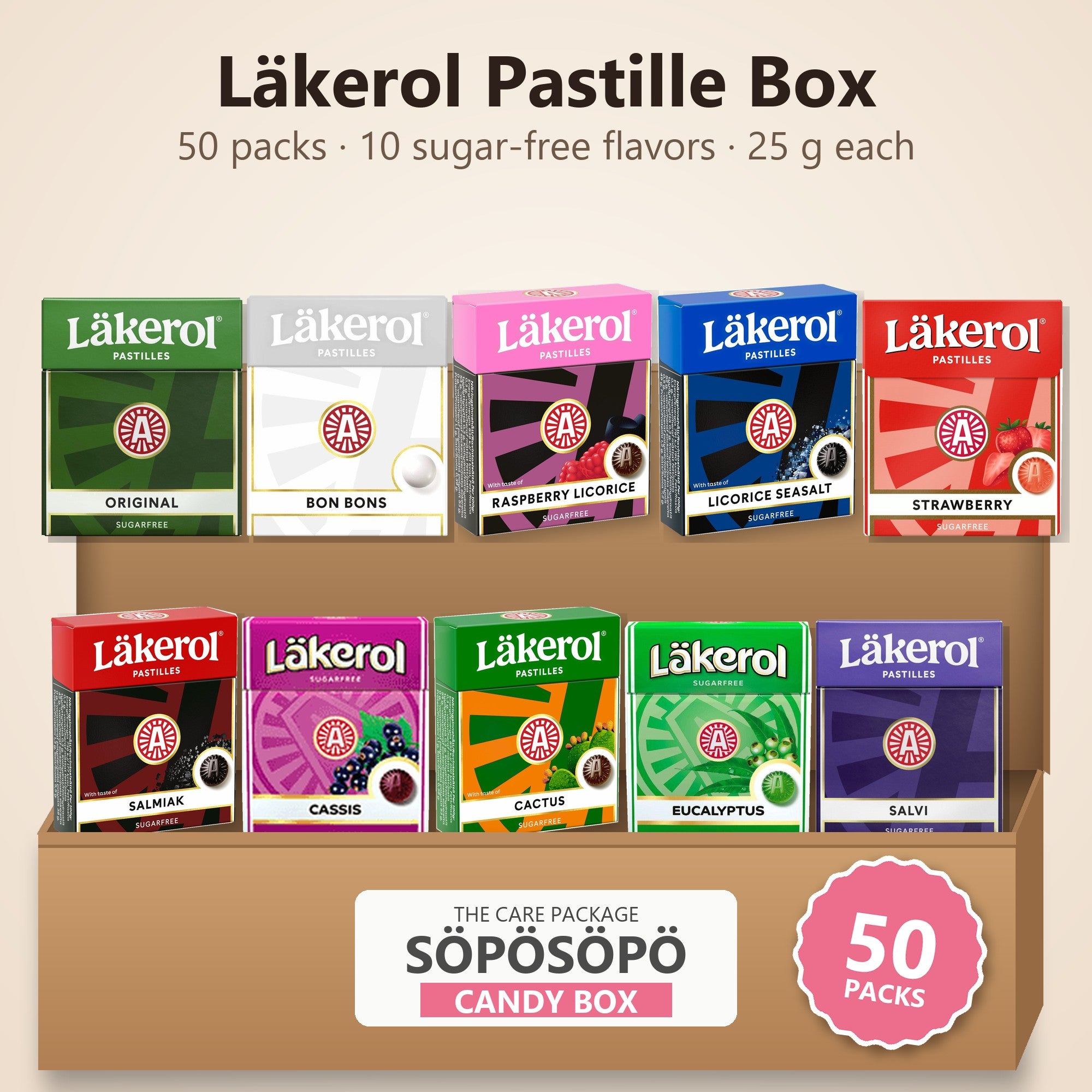 Cloetta Läkerol Sugar Free Licorice Pastilles Mix Set 50 Pack - SÖPÖSÖPÖ gift set