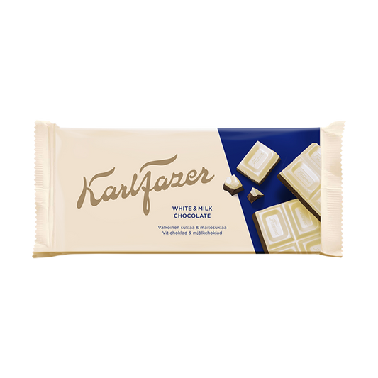 Fazer Karl Fazer White & Milk Chocolate Bar 131g - Soposopo