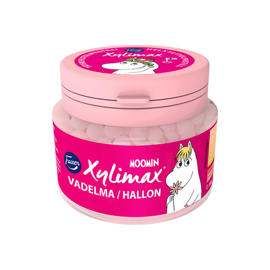 Moomin Raspberry Pastilles 90g Jar - Fazer Xylimax - Soposopo
