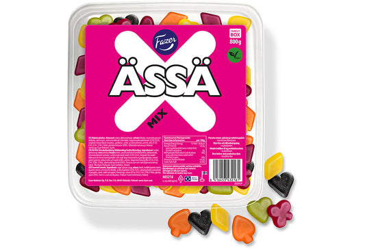 Fazer Assa Mix Gummy 800g Box - Fruit & Licorice Candy - Soposopo