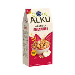Fazer Alku Apple Granola 375g - High-Fibre Oat Cereal - Soposopo