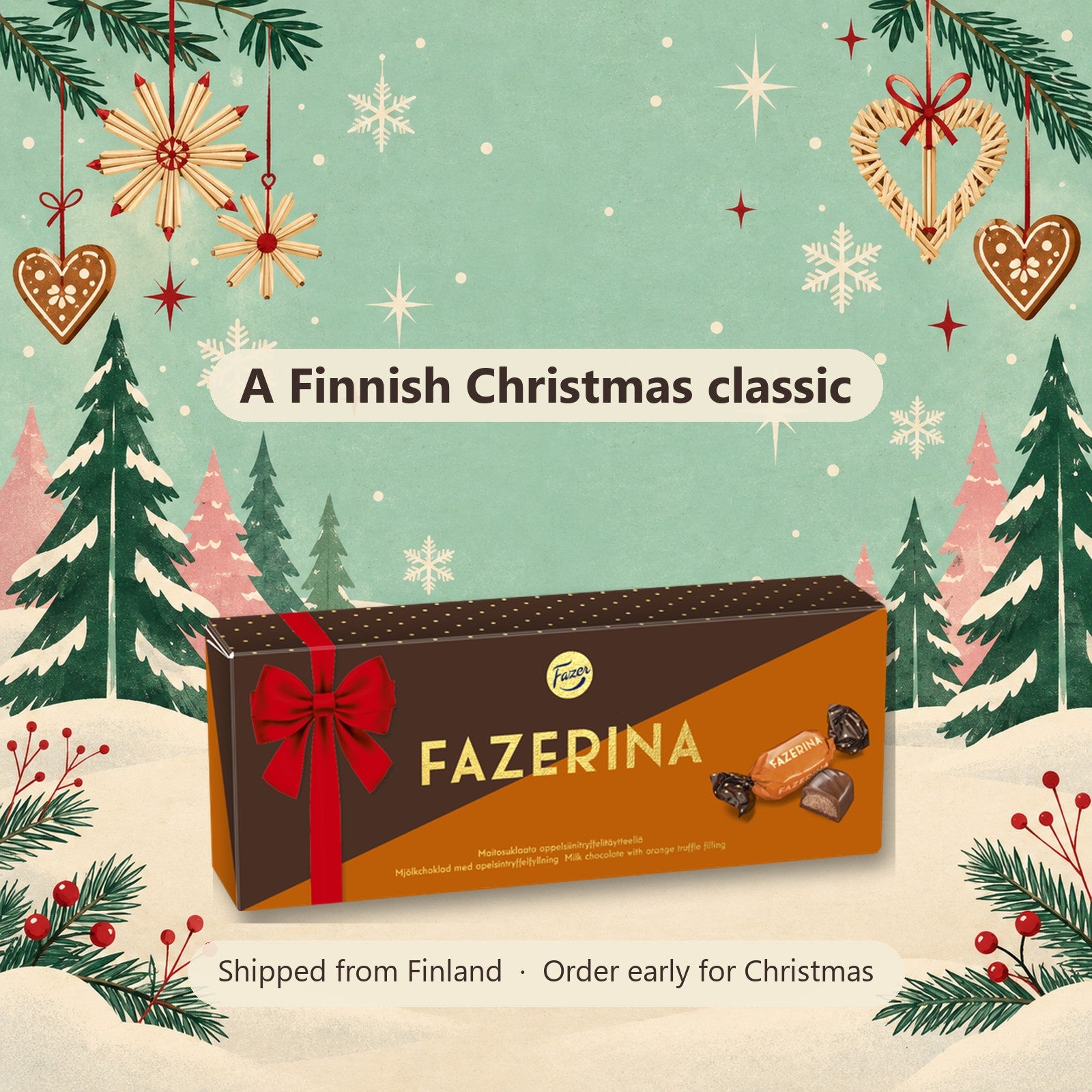 Fazer Fazerina Milk Chocolate Orange Truffle Pralines 295g - Finnish Christmas gift, shipped from Finland