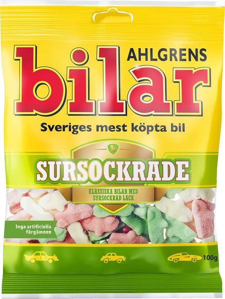 Cloetta Ahlgrens Bilar Sursockrade  Sweet and Sour Candies 100g 3.5oz