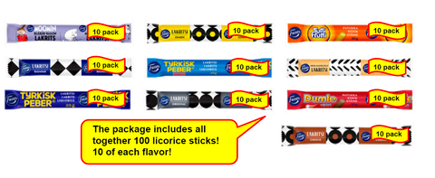 Fazer Licorice Mix Set - Various Flavors - 100 sticks - Finnish licorice